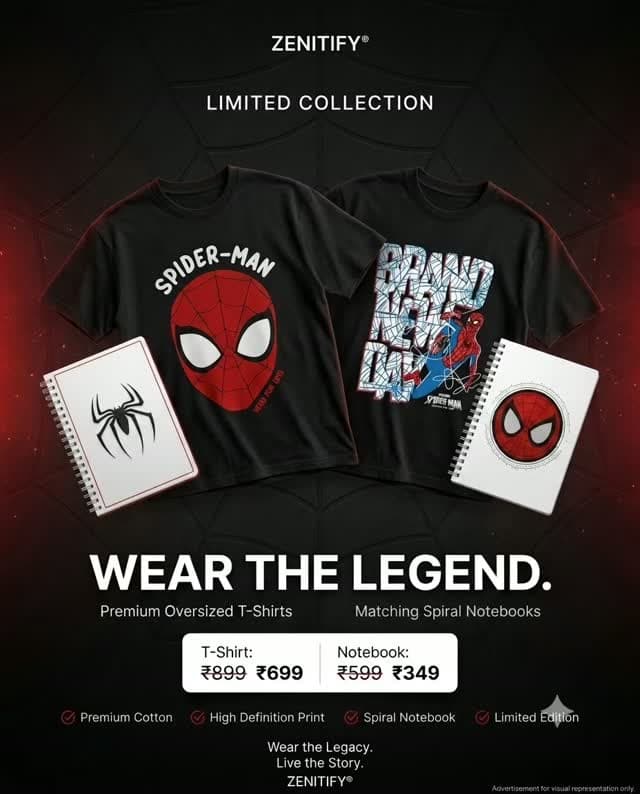 Spiderman Brand New Day T-Shirt & Notebook Combo